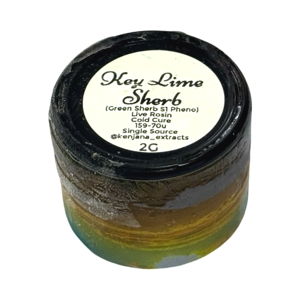 Kenjana Extracts Key Lime Sherb Cold Cure Rosin 2G Jar Front