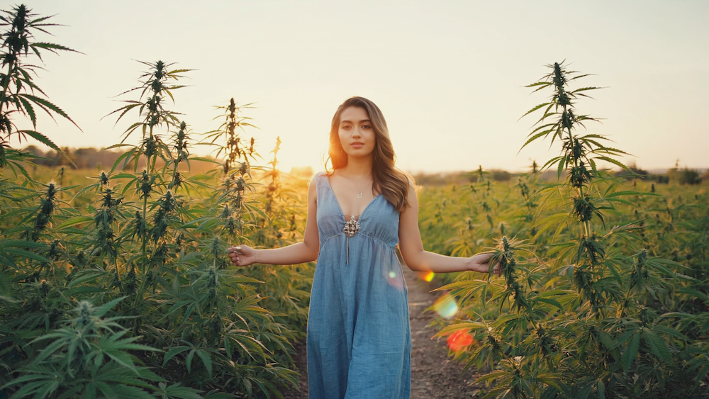 Person relaxing on an Atlanta balcony at sunset with preroll, THCA flower, and CBD gummies Caption: Same-day cannabis delivery in Atlanta from Oil & Eve