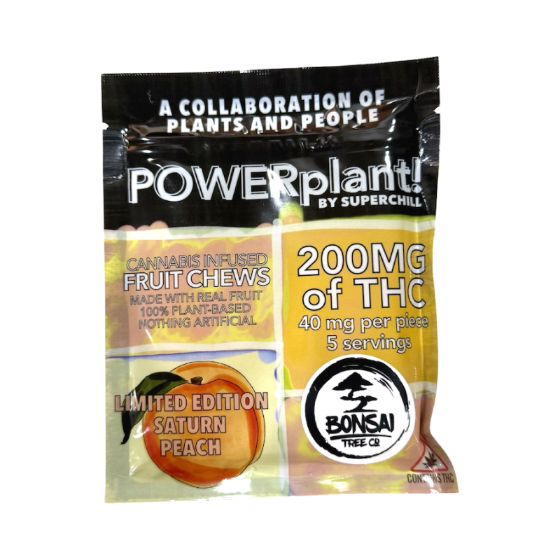 POWERplant Rosin-Infused Saturn Peach Edibles Packaging