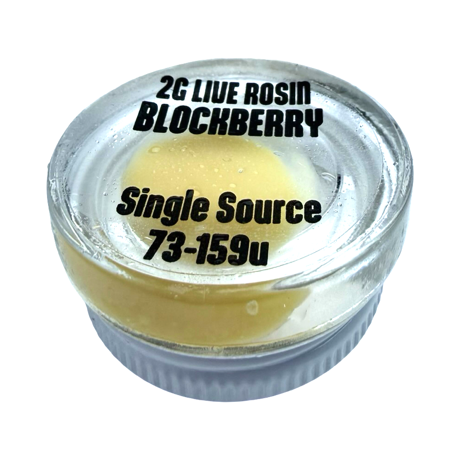 Blockberry Live Rosin 2G jar open with creamy texture
